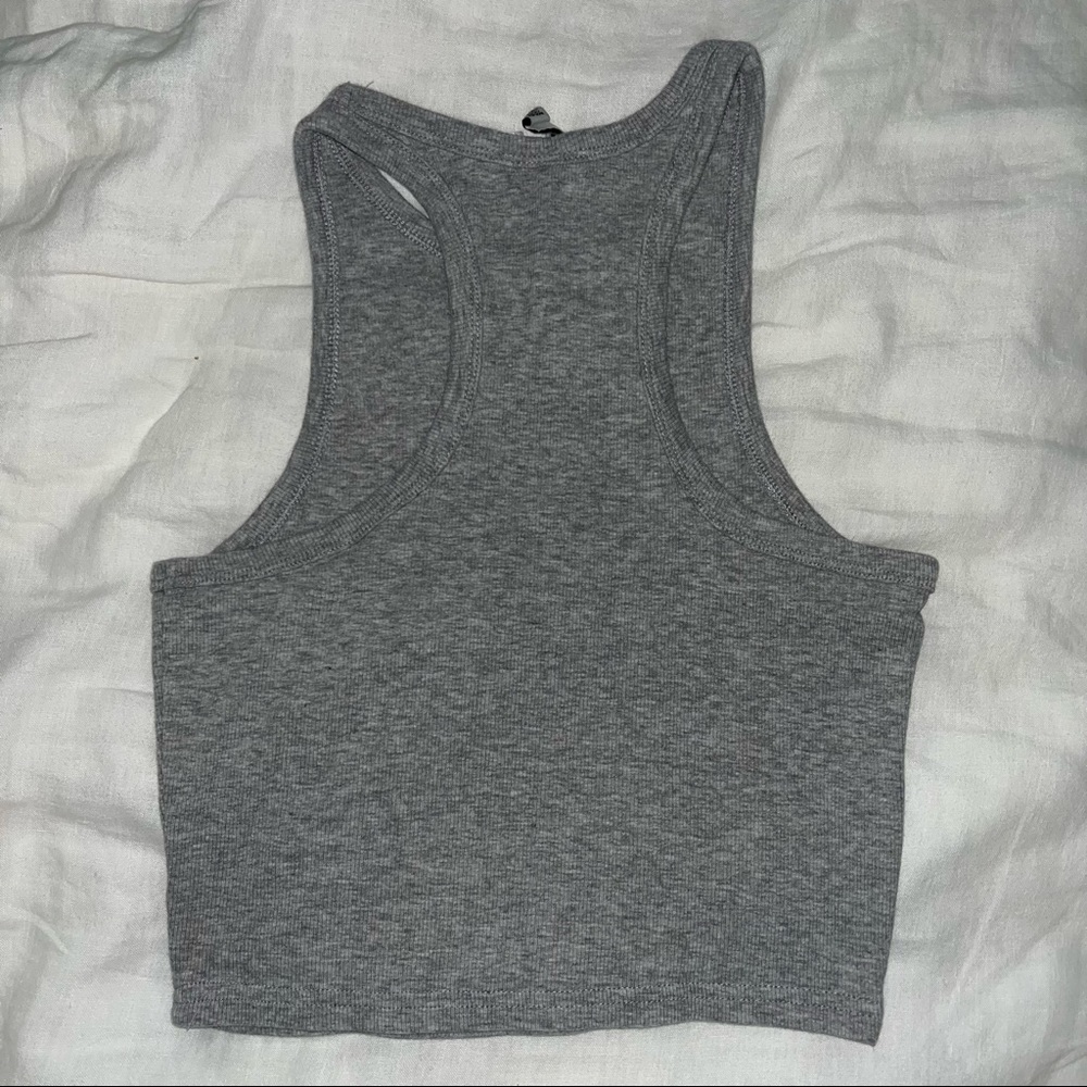 Gray Halter Racerback Tank Top - Picture 3 of 3